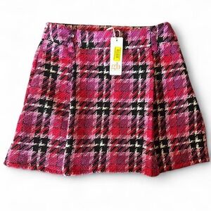 Gianni Bini Girls Pink Plaid Tweed Mini Skirt